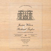 Kunsthandwerkliche Hochzeit von Manor Illustration Acryleinladungen (Vorderseite)