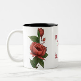 Kunsthandwerkliche Rote Rose Handgemalte Blumen El Zweifarbige Tasse