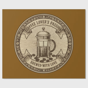 Kunsthandwerklicher French Press Kaffee   Vintage  Geschenkpapier