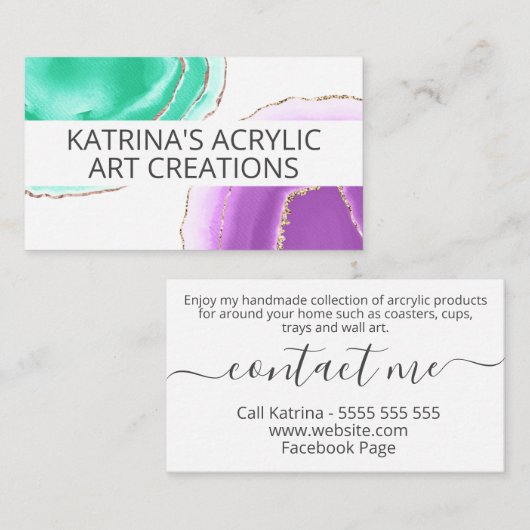 Kunsthandwerkliches Acryl-Resin-Dekor Visitenkarte (Vorne/Hinten)