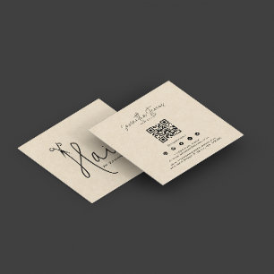 Kunsthandwerkpapier-HairScript-Typografie Quadratische Visitenkarte