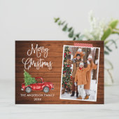 Kunsthandwerkskalligrafie Weihnachtsbaumholz Feiertagskarte (Stehend Vorderseite)