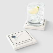 Kunsthandwerkskarte bläuliche Iriskarte Blume Steinuntersetzer (Seitenansicht)