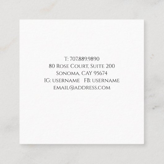 Kunsthandwerkskarte Quadratische Visitenkarte (Rückseite)