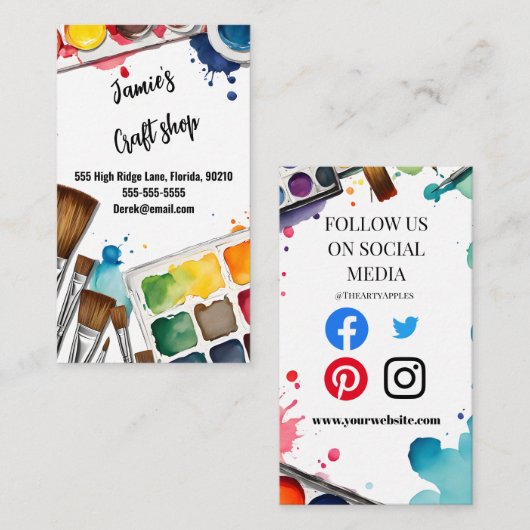 Kunsthandwerkskünstlerwerkstatt für Kinder Visitenkarte (Vorne/Hinten)