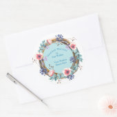 Kunsthandwerkslabel Rustikale Weinrebe & Aqua Blau Runder Aufkleber (Umschlag)