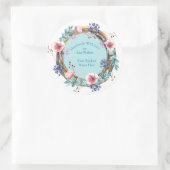 Kunsthandwerkslabel Rustikale Weinrebe & Aqua Blau Runder Aufkleber (Tasche)