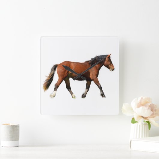 Kunsthistorische Pferdemalerei Quadratische Wanduhr (Zuhause)