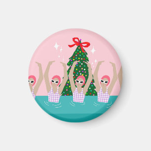 Kunsthistorische Schwimmer Illustration Weihnachte Magnet