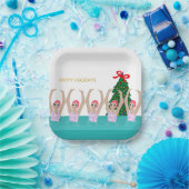 Kunsthistorische Schwimmer Illustration Weihnachte Pappteller (Party)