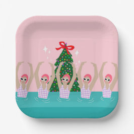 Kunsthistorische Schwimmer Illustration Weihnachte Pappteller