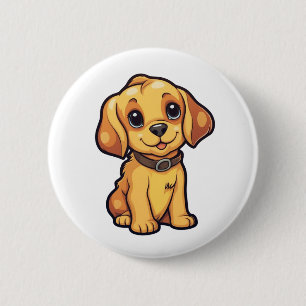 Kunstillustration eines Cartoon-Hundes Button