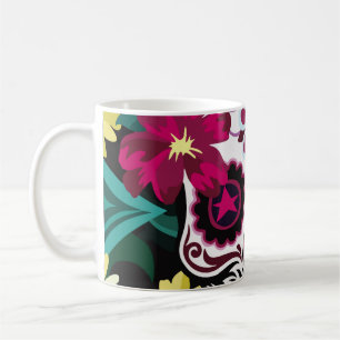 Kunstillustration von SchädelverzierungenBlume, Sc Kaffeetasse