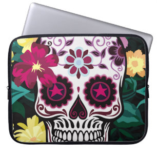 Kunstillustration von SchädelverzierungenBlume, Sc Laptopschutzhülle
