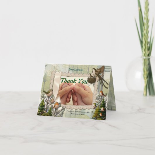 Kunstillustrierung von vereinfachenden Vögeln mode Dankeskarte (Vorderseite)