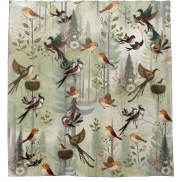 Kunstillustrierung von vereinfachenden Vögeln mode Duschvorhang