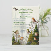 Kunstillustrierung von vereinfachenden Vögeln mode Einladung (Stehend Vorderseite)