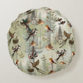 Kunstillustrierung von vereinfachenden Vögeln mode Rundes Kissen (Rückseite)