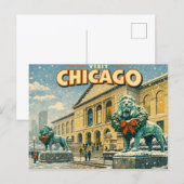 Kunstinstitut Chicago im Winter Postkarte (Vorne/Hinten)