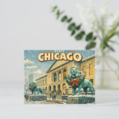 Kunstinstitut Chicago im Winter Postkarte (Stehend Vorderseite)