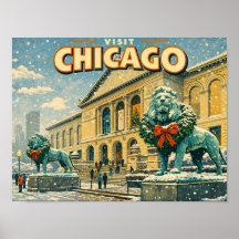 Kunstinstitut Chicago im Winter Postkarte