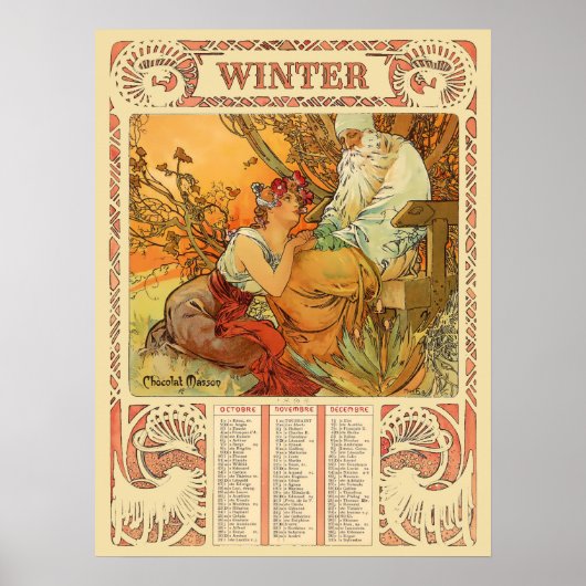 Kunstkalender im Jugendstil der viktorianischen Är Poster (Vorne)