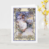 Kunstkarte/Einladung: Mucha: Die Beatitudes Karte (Gelbe Blume)