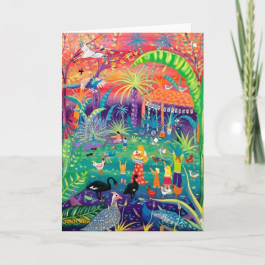 Kunstkarte: Happy Bird Day im Zoo.Happy Birthday Karte (Vorderseite)