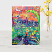 Kunstkarte: Happy Bird Day im Zoo.Happy Birthday Karte (Gelbe Blume)