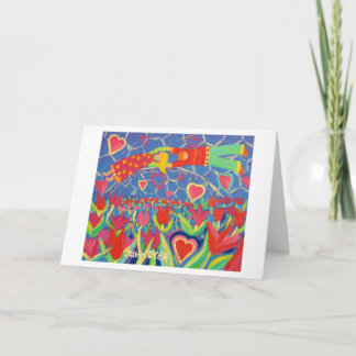 Kunstkarte: Versuchung in den Tulipen. Valentine Feiertagskarte