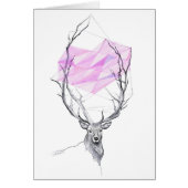 Kunstkarte zeichnend Hirsch und rosa geometrisches (Vorne)