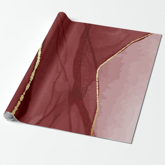 Kunstkunst, dunkelroter Marsala abstrakter Hinterg Geschenkpapier (Ungerollt)