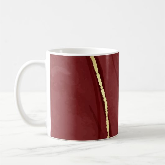 Kunstkunst, dunkelroter Marsala abstrakter Hinterg Kaffeetasse (Links)