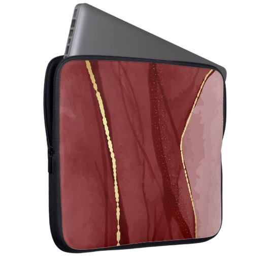 Kunstkunst, dunkelroter Marsala abstrakter Hinterg Laptopschutzhülle (Vorne Rechts)