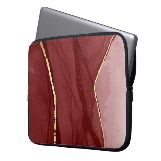 Kunstkunst, dunkelroter Marsala abstrakter Hinterg Laptopschutzhülle (Vorderseite Links)