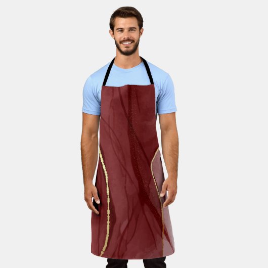 Kunstkunst, dunkelroter Marsala abstrakter Hinterg Schürze (Getragen)