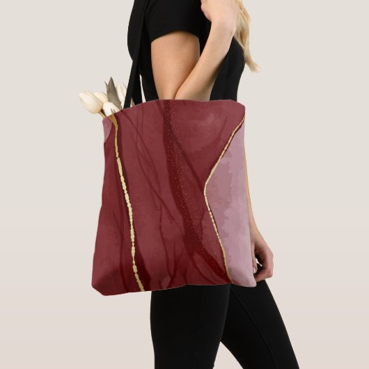 Kunstkunst, dunkelroter Marsala abstrakter Hinterg Tasche (Von Nahem)