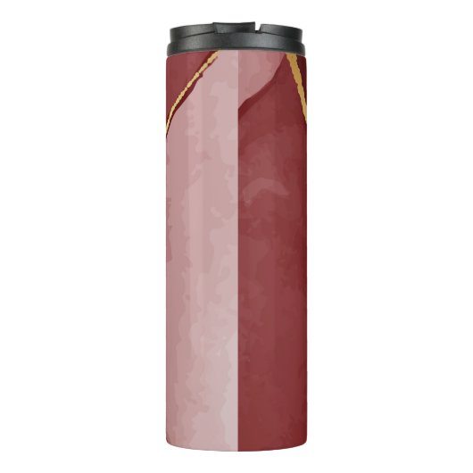 Kunstkunst, dunkelroter Marsala abstrakter Hinterg Thermosbecher (Rückseite)