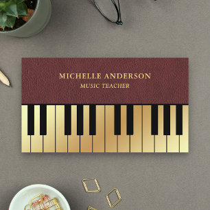 Kunstleder Gold Klavier Keyboard Lehrer Pianist Visitenkarte