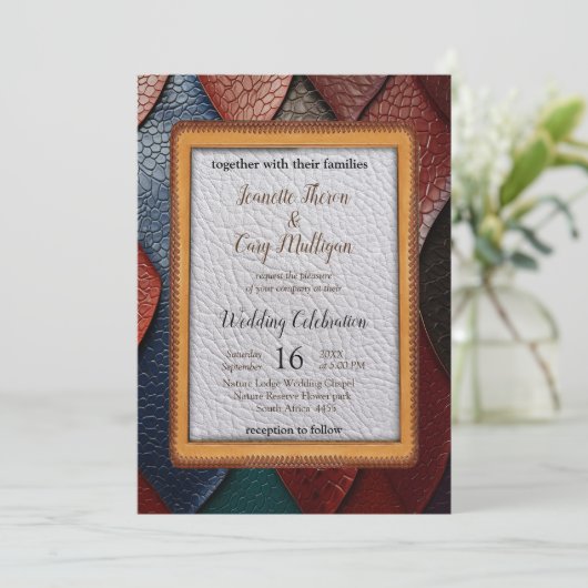 Kunstleder Textur Kunst Designs Einladung (Stehend Vorderseite)