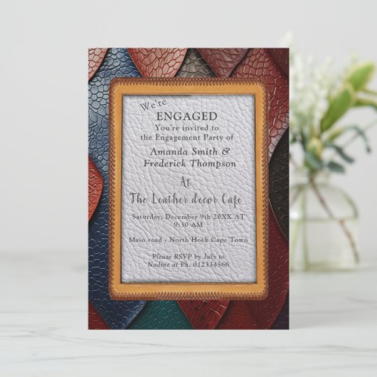 Kunstleder Textur Kunst Designs Einladung (Stehend Vorderseite)