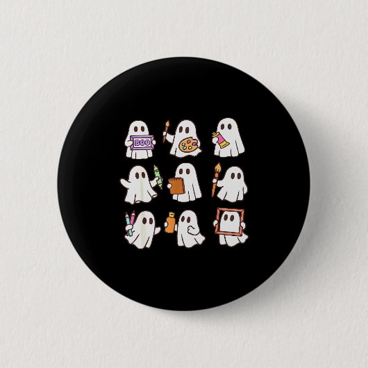 Kunstlehrer Geist Halloween Künstler Maler Lehrer Button (Vorderseite)