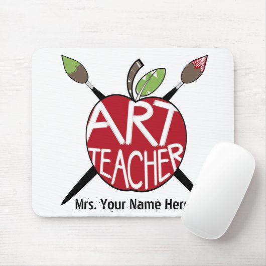 Kunstlehrer gemaltes Apple u. Pinsel Mousepad (Mit Mouse)