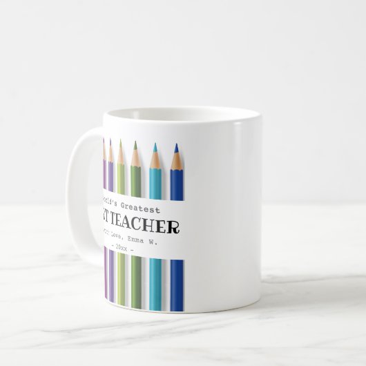 Kunstlehrer Geschenkidee personalisiert Kaffeetasse (Vorderseite Links)