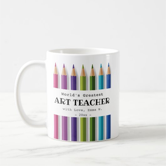 Kunstlehrer Geschenkidee personalisiert Kaffeetasse (Links)