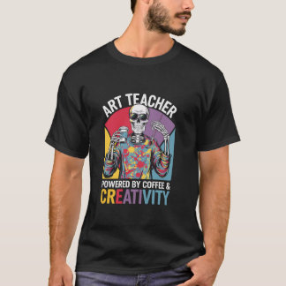 Kunstlehrer mit dem Skelett der Kaffeekkreativität T-Shirt