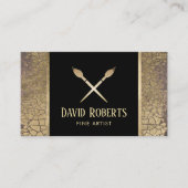 Kunstlehrer Modernes Gold Crackeln Visitenkarte (Vorderseite)