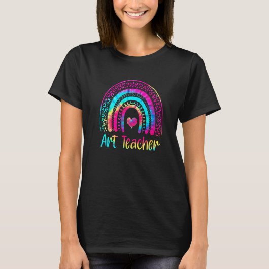 Kunstlehrer Regenbogen-Tie-Dye-Lehrer T-Shirt (Vorderseite)
