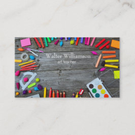 Kunstlehrer, zurück zur Schule, Kunstmaterial, Kun Visitenkarte