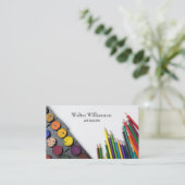 Kunstlehrer, zurück zur Schule, Kunstmaterial, Kun Visitenkarte (Stehend Vorderseite)